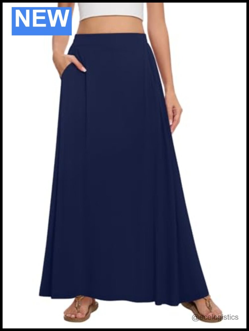 Women's Flowy Maxi Skirt A-Line High Waist with Pockets